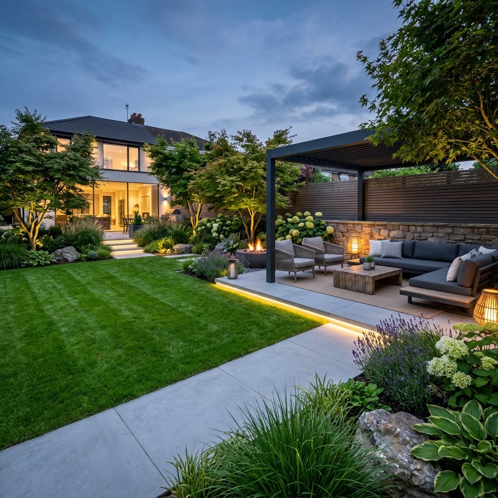 Beautifully landscaped modern garden